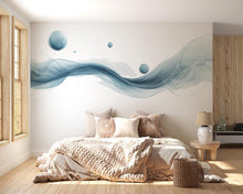 Load image into Gallery viewer, Abstract Wave Wall Decal Sticker | Modern Blue Flowing Line Wall Art | Minimalist Bedroom Wall Mural | Contemporary Peel And Stick Wall