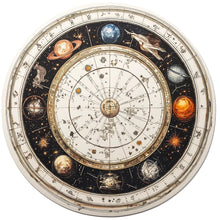 Load image into Gallery viewer, Vintage Zodiac Wheel Wall Decal Celestial Astrology Wall Art Astronomical Chart Round Wall Sticker Cosmic Decor