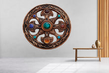 Load image into Gallery viewer, Celtic Gemstone Cross Wall Decal Sacred Geometry Wall Art Mystic Medallion Round Wall Sticker Spiritual Decor