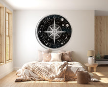 Load image into Gallery viewer, Celestial Compass Wall Decal Astrology Wall Art Zodiac Star Map Round Wall Sticker Night Sky Spiritual Decor