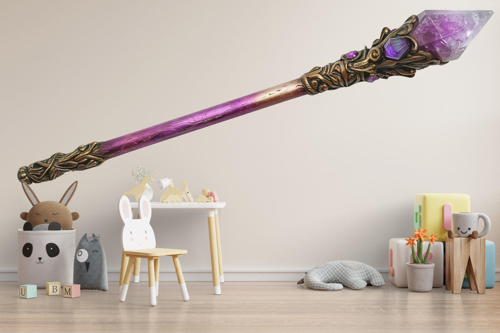 Magic Crystal Wand Wall Decal, Fantasy Nursery Wall Sticker, Wizard Wand Wall Art, Fairy Tale Kids Room Decor, Magical Playroom Vinyl Decal
