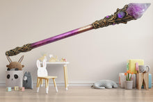 Load image into Gallery viewer, Magic Crystal Wand Wall Decal, Fantasy Nursery Wall Sticker, Wizard Wand Wall Art, Fairy Tale Kids Room Decor, Magical Playroom Vinyl Decal