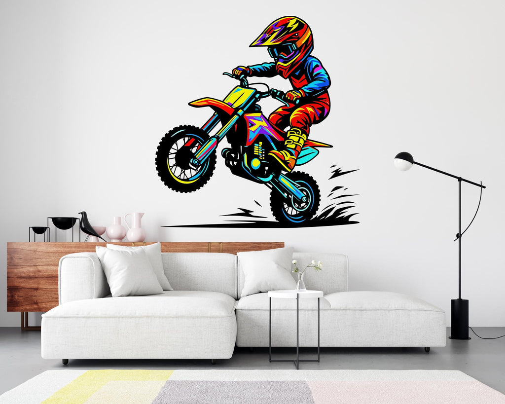 Little Boy Motocross Wall Decal, Bike Wall sticker, Motocross wall art Kids room Decal