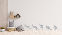 Load image into Gallery viewer, Kangaroo Wall Decal Set – Australian Animal Silhouette Art, Modern Wildlife Vinyl Sticker, Minimal Wall Decor, Kangaroo Wall Sticker 753LU
