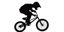 Load image into Gallery viewer, BMX Rider Wall Decal, Bicycle Silhouette Wall Sticker, Extreme Sports Kids Room Decor, Teen Boy Bedroom Wall Art, Bike Jump Wall Decal