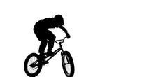 Load image into Gallery viewer, BMX Jump Wall Decal, Bicycle Rider Silhouette Wall Sticker, Kids Sports Room Decor, Boys Bedroom Wall Art, Extreme Bike Wall Decal