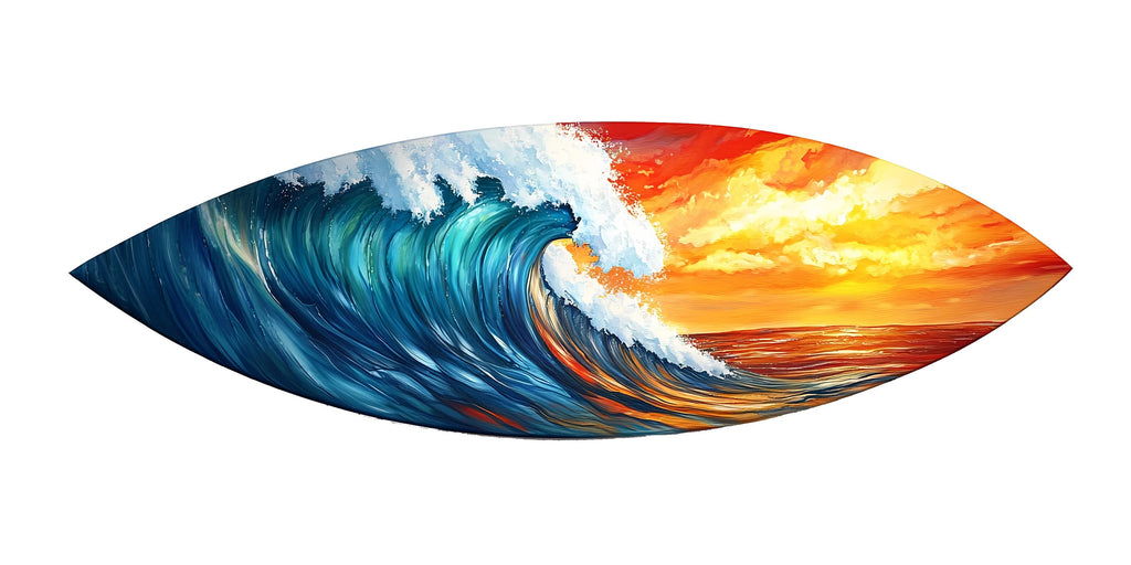 Surfboard Wave Wall Decal, Ocean Wall Sticker, Surf Art Wall Decor, Kids Bedroom Wall Art, Coastal Surfboard Wall Decal