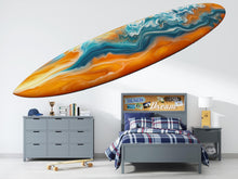 Load image into Gallery viewer, Abstract Surfboard Wall Decal, Ocean Wave Wall Sticker, Surf Art Wall Decor, Beach Theme Wall Art, Teen Boy Bedroom Wall Decal