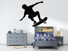 Load image into Gallery viewer, Skateboarder Wall Decal, Skateboarding Silhouette Wall Sticker, Skateboard Wall Art, Teen Boy Room Decor, Action Sports Wall Decal