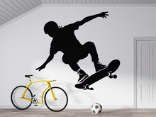 Load image into Gallery viewer, Skateboarder Wall Decal, Skateboarding Silhouette Wall Sticker, Skateboard Wall Art, Teen Boy Room Decor, Action Sports Wall Decal