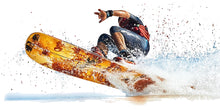 Load image into Gallery viewer, Kitesurf Wall Decal With Ocean Splash, Kiteboarding Wall Sticker, Extreme Water Sports Wall Art, Teen Boy Room Decor