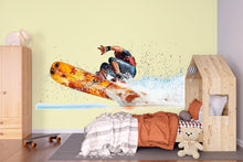Load image into Gallery viewer, Kitesurf Wall Decal With Ocean Splash, Kiteboarding Wall Sticker, Extreme Water Sports Wall Art, Teen Boy Room Decor