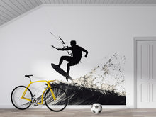 Load image into Gallery viewer, Kitesurf Wall Decal Silhouette, Kiteboarding Wall Sticker, Extreme Sports Wall Art, Teen Boy Room Decor