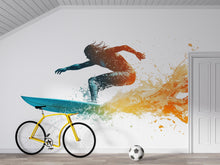 Load image into Gallery viewer, Surfing Wall Decal Sticker | Action Sports Wall Art | Peel And Stick Wall Decal For Boys Room Teen Bedroom Surf Decor Modern Interior