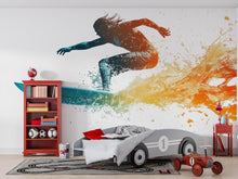 Load image into Gallery viewer, Surfing Wall Decal Sticker | Action Sports Wall Art | Peel And Stick Wall Decal For Boys Room Teen Bedroom Surf Decor Modern Interior