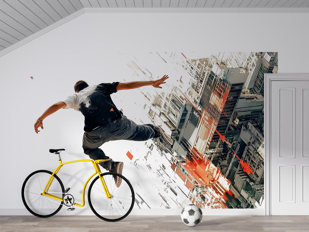 Parkour Wall Decal Sticker | Urban Action Wall Art | Peel And Stick Wall Decal For Boys Room Teen Bedroom Street Style Modern Decor