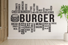 Load image into Gallery viewer, Burger Wall Decal Restaurant Wall Decal Burger Wall Sticker Wall Decal Wall Art Window Wall Sticker Burger Decor