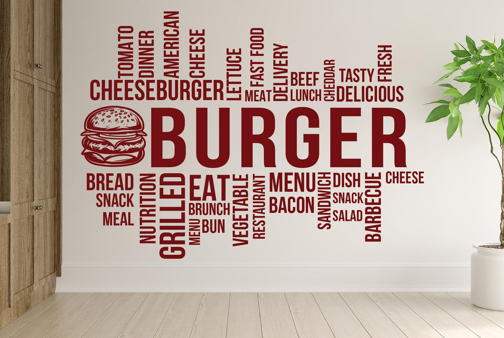 Burger Wall Decal Restaurant Wall Decal Burger Wall Sticker Wall Decal Wall Art Window Wall Sticker Burger Decor