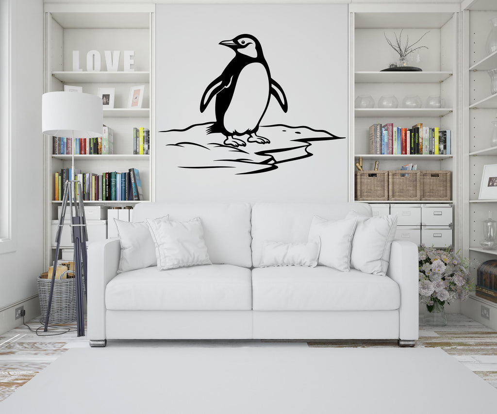 Penguin Wall Decal – Cute Minimalist Penguin Vinyl Sticker – Nursery Kids Room Animal Wall Art 729LU