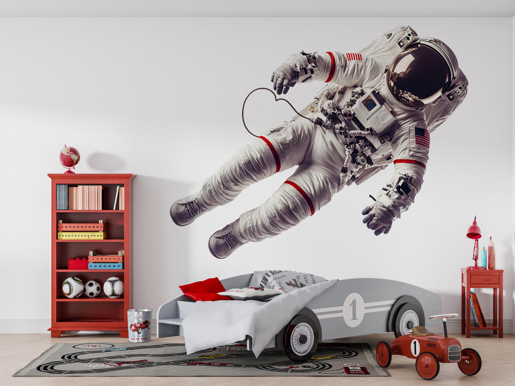 Astronaut Wall Decal Sticker | Space Wall Art | Peel And Stick Wall Decal For Nursery Kids Room Bedroom Modern Space Decor
