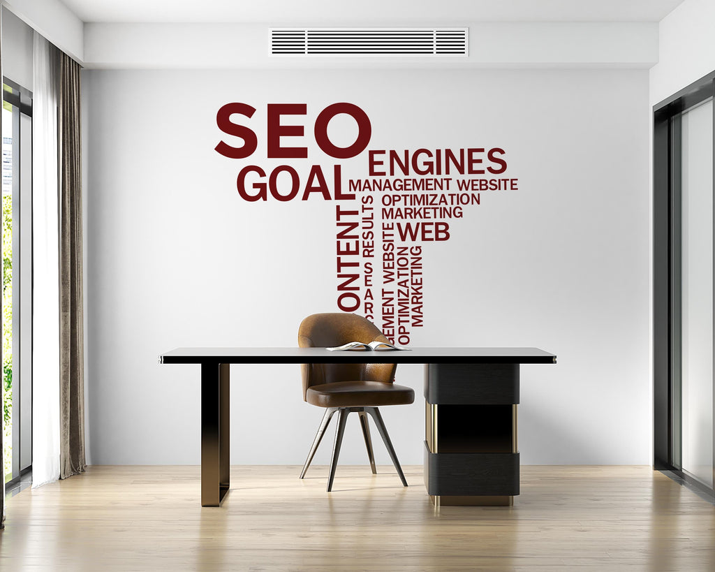 Seo word cloud Wall Decal, Technology Vinyl Wall Art Decal, Office Wall Decor, Business Software Wall Sticker, Computer Decor Office 756LU