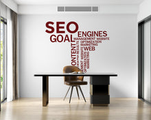 Load image into Gallery viewer, Seo word cloud Wall Decal, Technology Vinyl Wall Art Decal, Office Wall Decor, Business Software Wall Sticker, Computer Decor Office 756LU