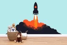 Load image into Gallery viewer, Rocket Launch Wall Decal Sticker | Space Nursery Wall Art | Peel And Stick Wall Decal For Baby Room Kids Bedroom Modern Space Decor