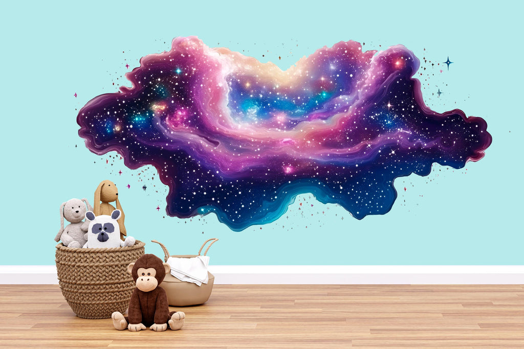 Galaxy Cloud Wall Decal Sticker | Space Nursery Wall Art | Peel And Stick Wall Decal For Baby Room Kids Bedroom Dreamy Modern Decor