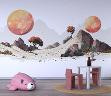 Load image into Gallery viewer, Abstract Moon Landscape Wall Decal Sticker | Boho Nursery Wall Art | Peel And Stick Wall Decal For Baby Room Kids Bedroom Modern Decor