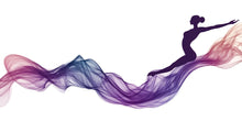 Load image into Gallery viewer, Ballerina Wall Decal Abstract Dance Wall Sticker | Purple Flowing Wave Wall Art | Modern Bedroom Wall Decor | Elegant Peel And Stick Mural