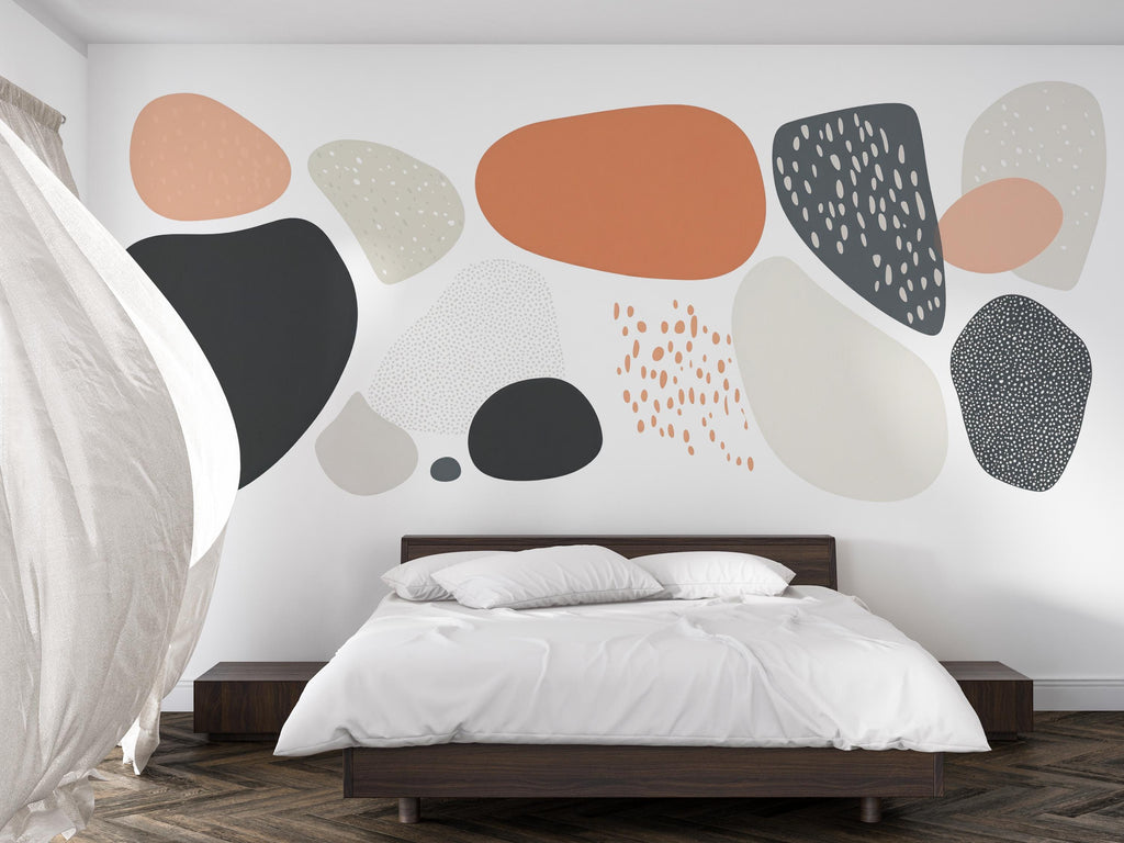 Abstract Shapes Wall Decal Sticker | Neutral Boho Wall Art | Peel And Stick Wall Decal For Bedroom Nursery Living Room Modern Decor