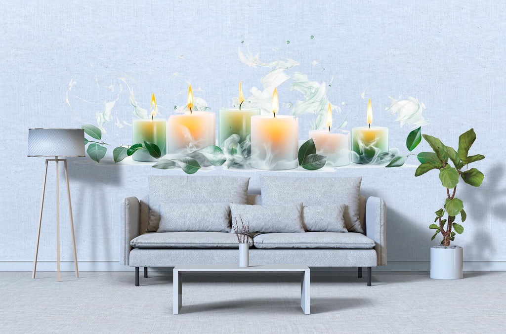 Candle Wall Decal Serenity Wall Sticker | Spa Zen Wall Art | Relaxing Candle Mural | Bathroom Bedroom Decor | Peel And Stick Meditation Wall
