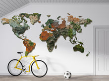 Load image into Gallery viewer, World Map Wall Decal Sticker | Textured Earth Map Wall Art | Peel And Stick Educational Wall Decal For Kids Nursery Playroom