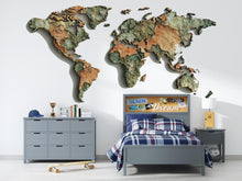 Load image into Gallery viewer, Textured World Map Wall Decal Sticker | Vintage Earth Map Wall Art | Peel And Stick World Map Decor For Kids Room Bedroom