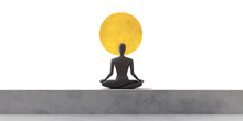 Load image into Gallery viewer, Meditation Wall Decal With Golden Sun | Yoga Wall Sticker | Zen Wall Art | Calm Bedroom Decor | Spiritual Wall Mural | Peel And Stick