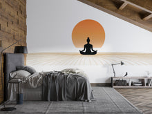 Load image into Gallery viewer, Meditation Sun Horizon Wall Decal | Minimalist Yoga Wall Sticker | Zen Sunset Silhouette Wall Art | Spiritual Bedroom Decor