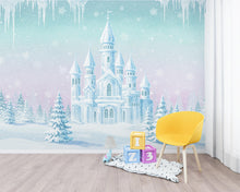 Load image into Gallery viewer, Frozen Ice Castle Wallpaper | 3D Winter Wonderland Wall Mural