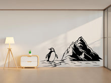 Load image into Gallery viewer, Penguin Mountain Wall Decal – Cute Minimalist Penguin Vinyl Sticker – Nursery Kids Room Animal Wall Art - Antarctic Wall Art Decal 730LU