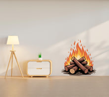 Load image into Gallery viewer, Cartoon Campfire Wall Decal, Cozy Bonfire Vinyl Sticker, Camping Wall Decor, Rustic Cabin Wall Art, Outdoor Adventure Room Decor 731LU