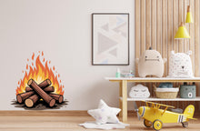 Load image into Gallery viewer, Cartoon Campfire Wall Decal, Cozy Bonfire Vinyl Sticker, Camping Wall Decor, Rustic Cabin Wall Art, Outdoor Adventure Room Decor 731LU