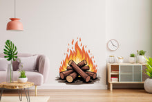 Load image into Gallery viewer, Cartoon Campfire Wall Decal, Cozy Bonfire Vinyl Sticker, Camping Wall Decor, Rustic Cabin Wall Art, Outdoor Adventure Room Decor 731LU