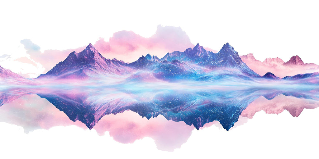 Pastel Mountain Wall Decal Sticker | Dreamy Landscape Wall Art | Watercolor Mountain Reflection Nursery Decor | Peel And Stick