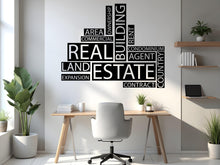 Load image into Gallery viewer, Real Estate Vinyl Wall Decal, Agent Realtor Broker Agency Office Idea Window Business Decor Art Sticker Mural, Real Estate word cloud 757LU