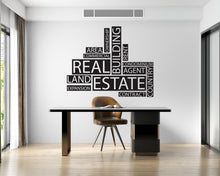 Load image into Gallery viewer, Real Estate Vinyl Wall Decal, Agent Realtor Broker Agency Office Idea Window Business Decor Art Sticker Mural, Real Estate word cloud 757LU