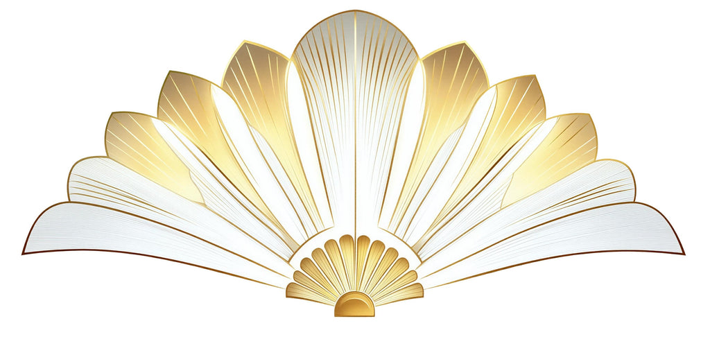 Gold Art Deco Wall Decal Sticker | Elegant Fan Wall Art | Luxury Sunburst Wall Decor | Peel And Stick Modern Bedroom Accent