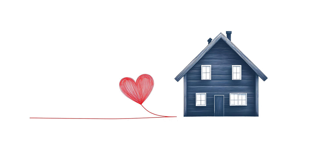 Blue House Wall Decal With Heart Balloon Line Art | Nursery Wall Sticker | Kids Room Decor | Modern Family Love Wall Art | Playroom