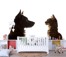 Load image into Gallery viewer, Dog And Cat Nursery Wall Decal | Pet Friends Wall Sticker | Animal Nursery Wall Art | Baby Room Decor | Cute Dog Cat Wall Decal | Kids Room