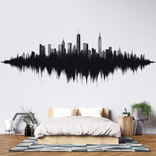 Load image into Gallery viewer, New York Skyline Soundwave Wall Decal | City Skyline Wall Sticker | Modern Cityscape Wall Art | NYC Bedroom Decor | Urban Skyline Vinyl