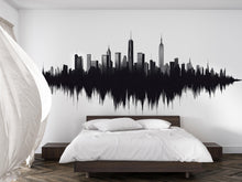 Load image into Gallery viewer, New York Skyline Soundwave Wall Decal | City Skyline Wall Sticker | Modern Cityscape Wall Art | NYC Bedroom Decor | Urban Skyline Vinyl