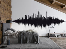 Load image into Gallery viewer, New York Skyline Soundwave Wall Decal | City Skyline Wall Sticker | Modern Cityscape Wall Art | NYC Bedroom Decor | Urban Skyline Vinyl